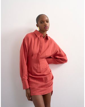 TOPSHOP Gathered Skirt Mini Shirt Dress