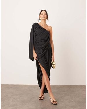 ARRANGE Drape One Shoulder Maxi Dress With Tulip Skirt - Natural