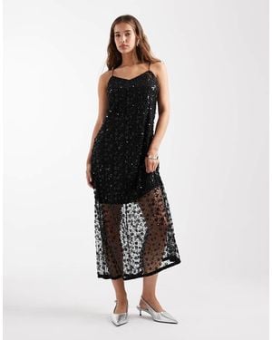Object Maxi Cami-Jurk Met Bloemen Lovertjes - Wit