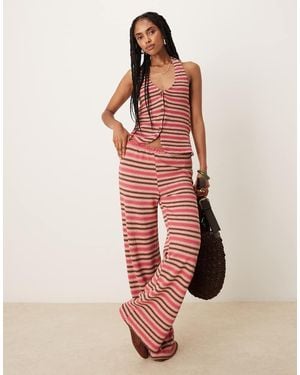 ASOS Stripe Wide Leg Trouser Co-Ord - Pink