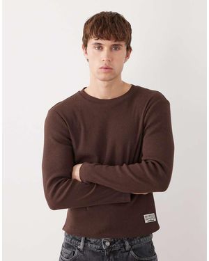 Collusion Top Entallado De Manga Larga De Canalé De - Marrón