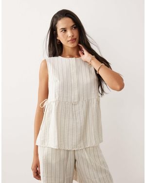 Jdy Side Tie Details Top Co-ord - Natural