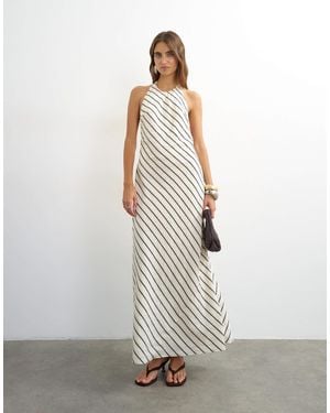 TOPSHOP Halter Neck Low Back Maxi Dress - White