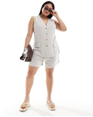 In The Style Plus – elegante leinen-shorts - Weiß