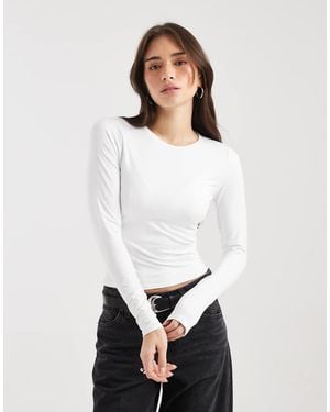 Hollister Long Sleeve Seamless Crew Neck Top - White