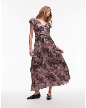 & Other Stories Maxi Dress With Tier Hem And Ruffle Sleeves - Grey