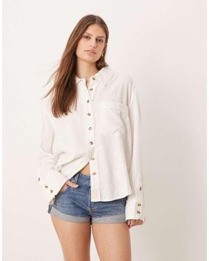 Free People Linen Mix Laurel Top - White