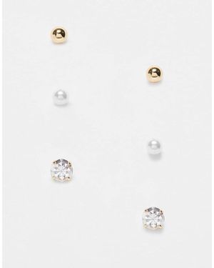 Jack & Jones 3 Pack , Stone & Mop Earstud Design - Natural