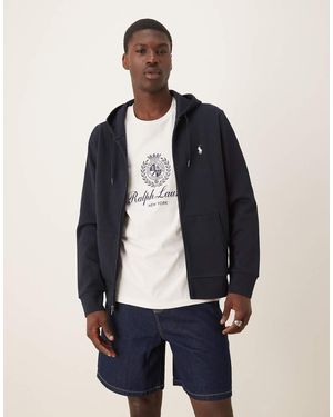 Polo Ralph Lauren Dubbel Gebreide Hoodie Met Rits - Blauw