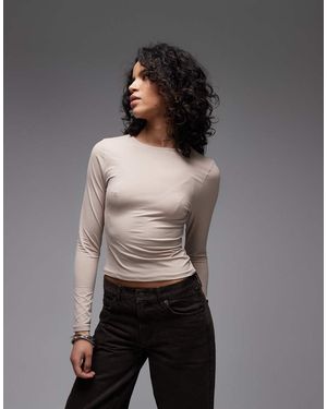ASOS Polyamide Slinky Long Sleeve Top - Grey