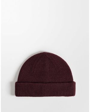 ASOS Knitted Ribbed Mini Fisherman Beanie - Red