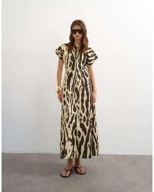 TOPSHOP Cotton Twill Structured Drop Shoulder Maxi Dress - White