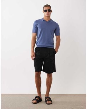 Threadbare Knit Short Sleeve Polo Shirt - Blue