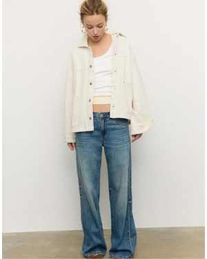Stradivarius Jacket With Patch Pockets - Blue