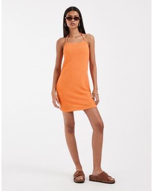 Vero Moda Halterneck Knit Mini Dress - Orange