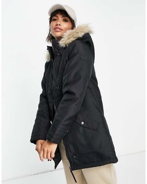 Vero Moda Parka Met Capuchon Gevoerd Met Imitatiebont - Zwart
