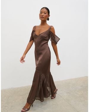 Pretty Lavish – durchscheinendes midaxi-kleid - Braun
