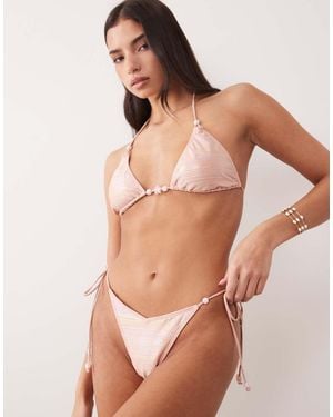 South Beach Tie-side Bikini Bottom With Beaded Detail - Natural