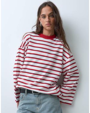 ASOS T-Shirt Met Lange Mouwen Met Rode Streep - Rood