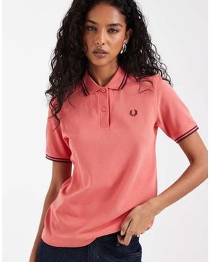 Fred Perry Poloshirt Met Dubbel Gekleurd Randje - Rood
