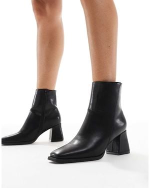 SEQWL Block Heeled Mid Ankle Boots - Black