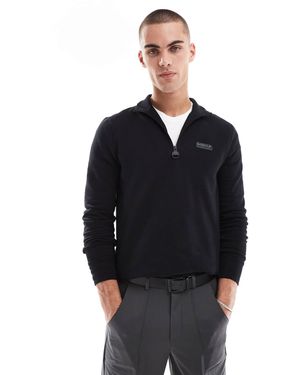 Barbour – essential – es sweatshirt mit kurzem reißverschluss - Schwarz
