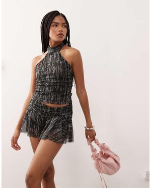 Collusion High Halterneck Top - Black