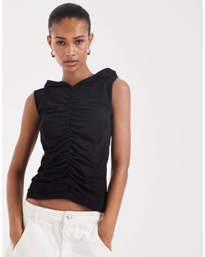 JJXX Ruched Hooded Tank Top - Black