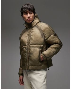 Collusion Washed Puffer With Hood - Gray