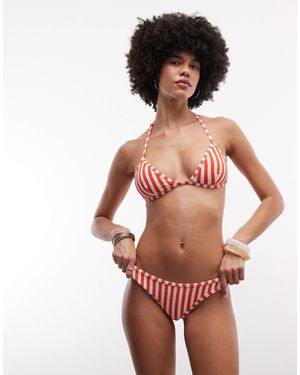 Monki – gestreifte bikinihose - Weiß