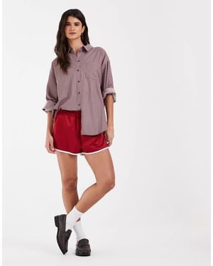 Pieces Oversize-hemd mit langen ärmeln - Rot
