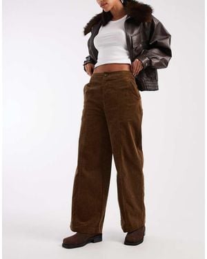 ASOS Cord Wide Leg Ankle Grazer Trousers - Brown