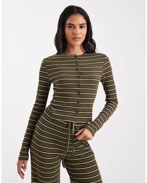 Miss Selfridge Striped Long Sleeve Top Co-ord - Green