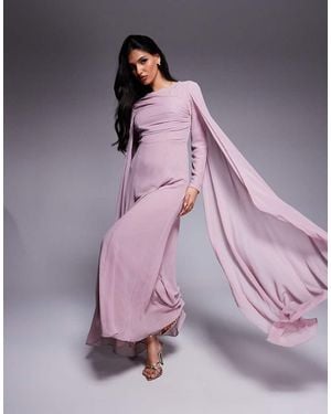 Beauut Lina Maxi Cape Sleeve Maxi Dress - Purple