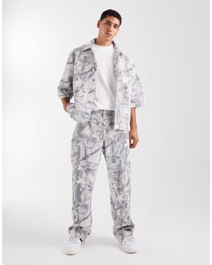ASOS Co-ord Loose Straight Jeans Camo - White
