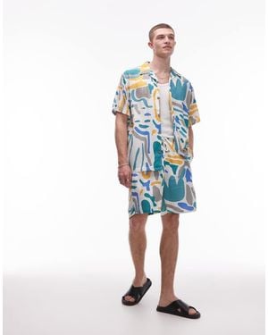 Parlez Bay Stroke Print Short Co-ord - Blue