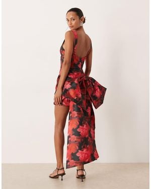For Love & Lemons Sleeveless Wrap Skirt Bow Back Mini Dress - Red