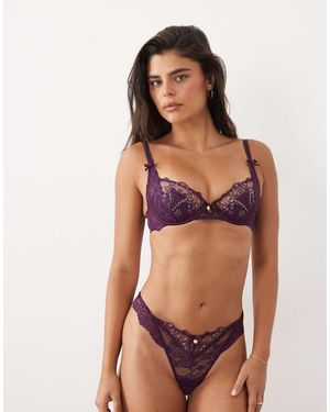 Boux Avenue Sujetador Balconette De Encaje Con Aros Rayanne En Ciruela-Morado - Multicolor