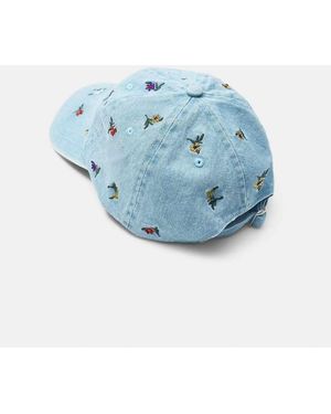 Pull&Bear Cappellino Con Ricamo Floreale - Blu