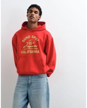 ASOS Oversized Hoodie With Front Pigment Print - Red