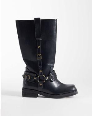 Public Desire Fig Harness Knee Boots - Black
