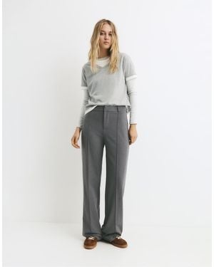 Pull&Bear Formal Trousers With Seam Detail - White