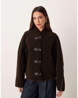 Mango Borg Collarless Reversable Jacket With Toggles - Black