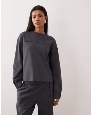 Mango Cotton Mix Pique Sweatshirt Co-ord - Grey