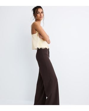 Stradivarius Petite Wide-leg Formal Wear Trousers - White