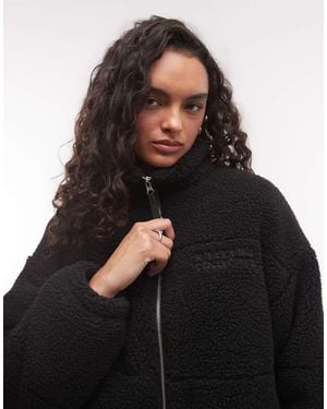 ASOS Weekend Collective Borg Gewatteerd Jack Met Opstaande Kraag - Zwart