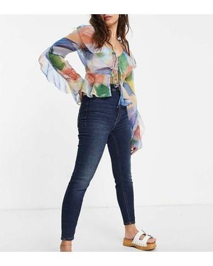 Stradivarius Petite Super High Waisted Skinny Jean - Blue