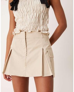 Pimkie Geplooide Mini Skort Met Cargozakken - Naturel