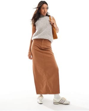 Don't Think Twice Dtt Denim Maxi Skirt With Side Split - White