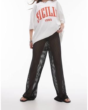 TOPSHOP Sheer Stripe Trouser - White